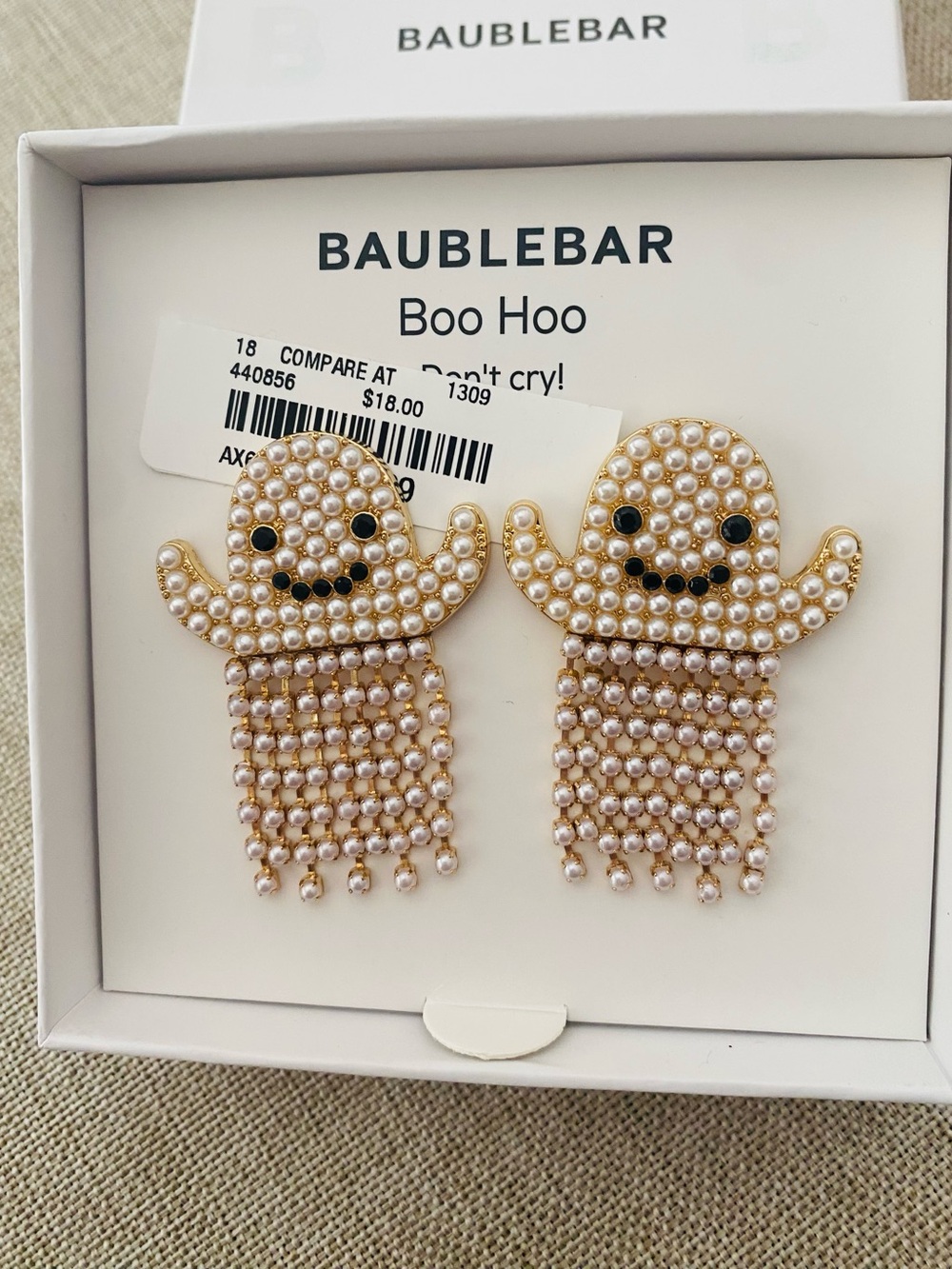 BaubleBar  Pearl Ghost Fringe Earrings in Cream and Gold